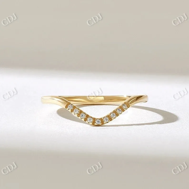 0.09CTW Lab Grown Diamond Thin Curved Wedding Band