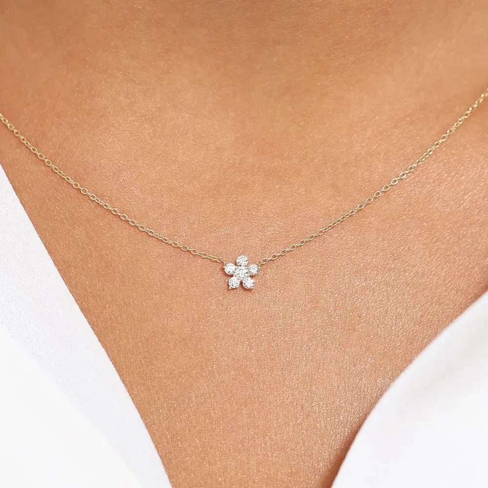 0.18CTW Flower Diamond Necklace