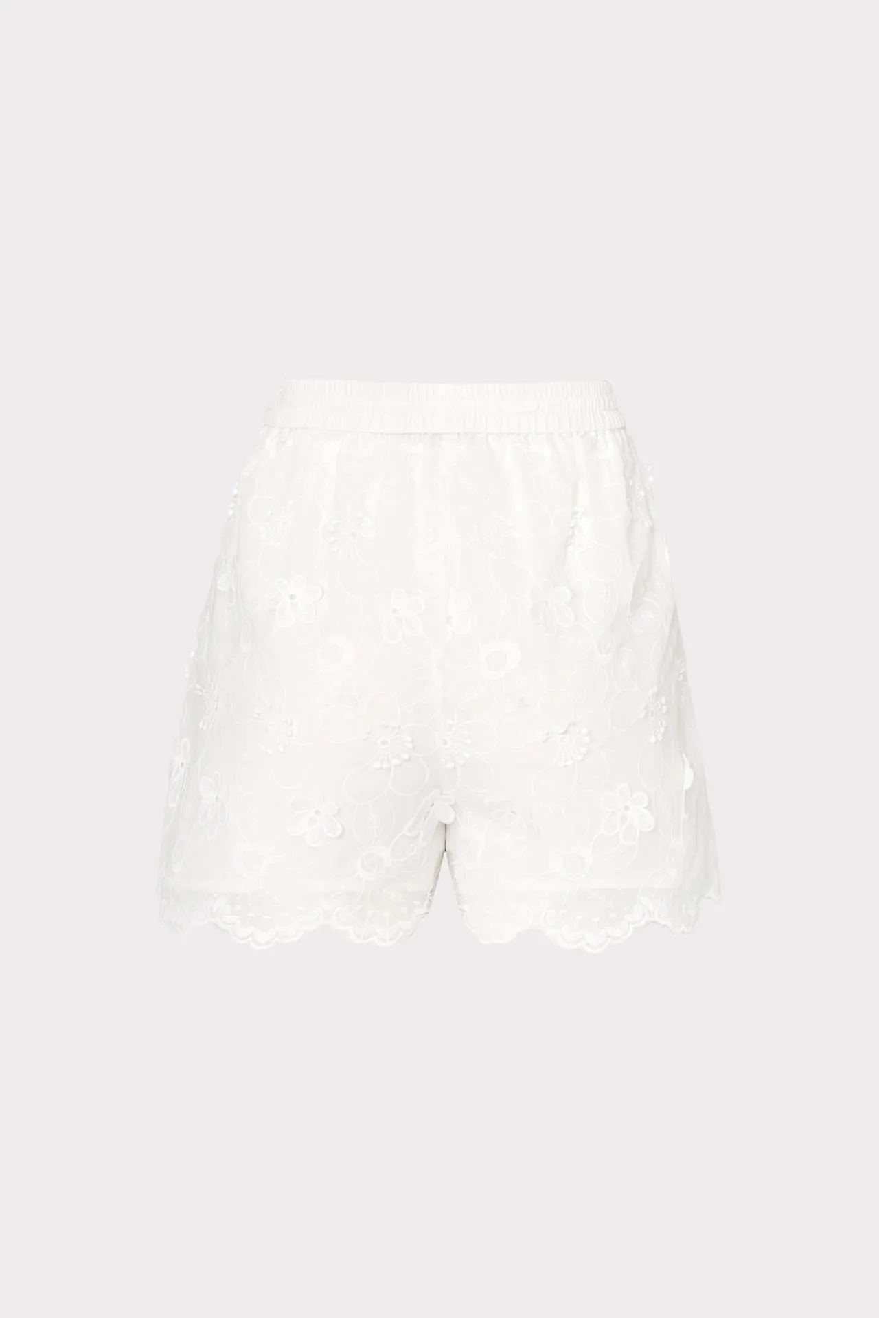 3D Floral Cotton Eyelet Shorts