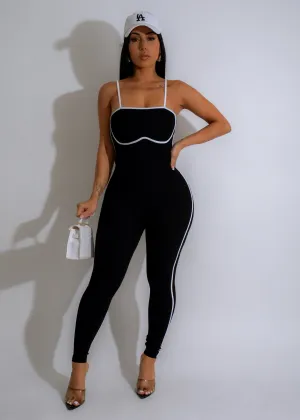 A Reason For Everything Ribbed Jumpsuit Black