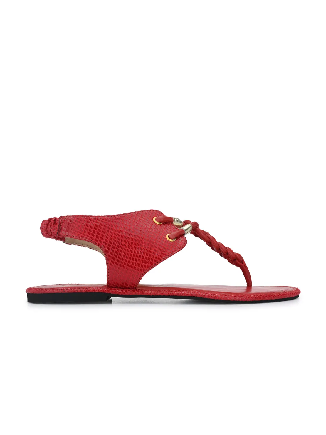 Aady Austin Women Red Snake print Open Toe Flats (AUSF19027)