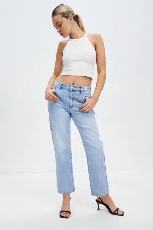 Abrand - Mid Straight Crop Jeanie - Mid Vintage Blue