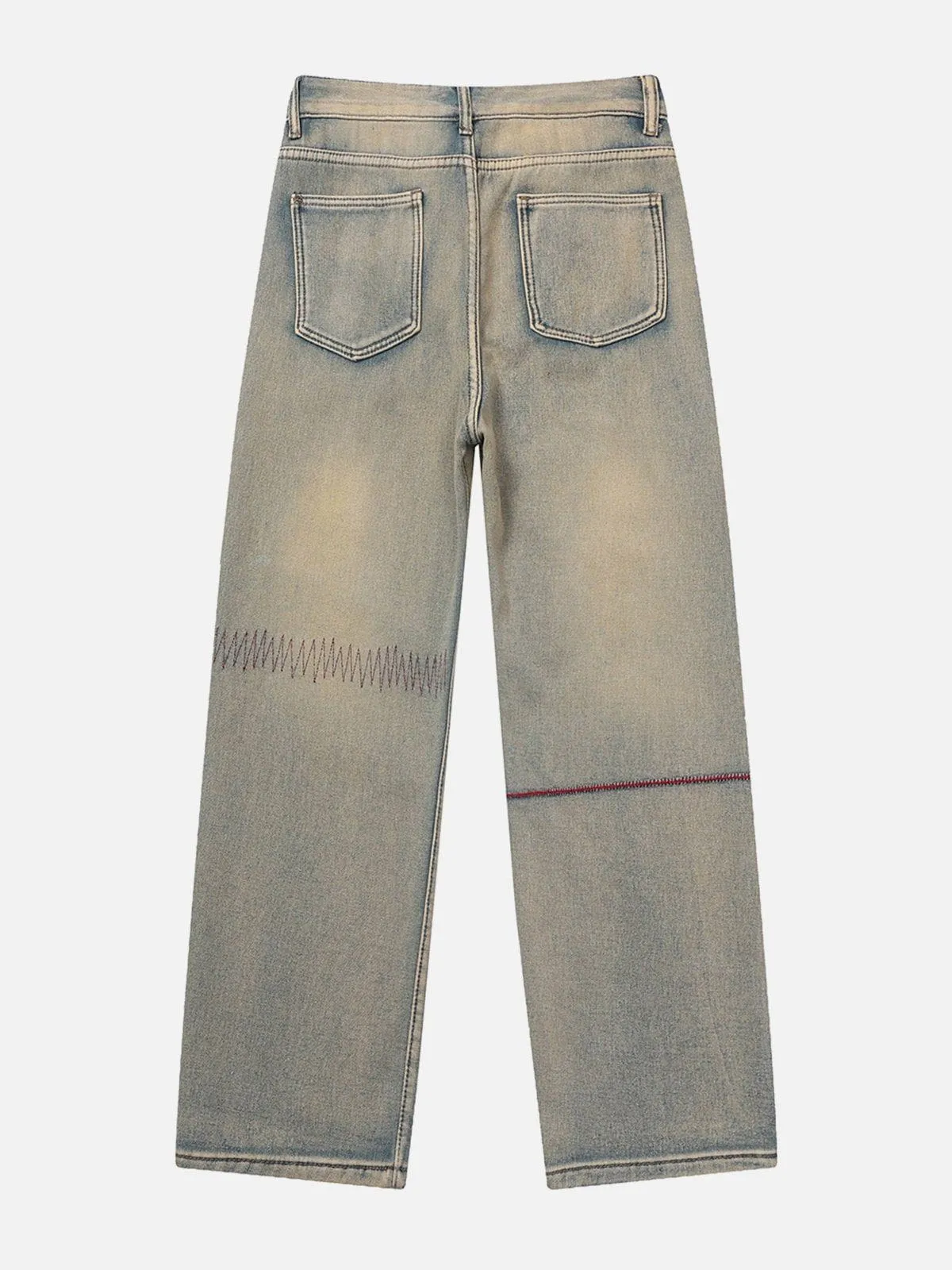 AlanBalen® - Contrast Embroidered Thread Washed Jeans