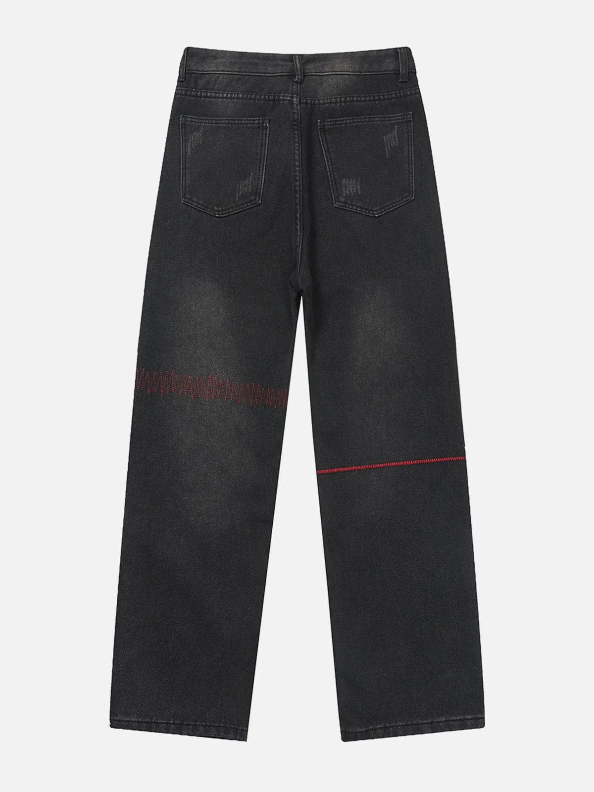 AlanBalen® - Contrast Embroidered Thread Washed Jeans