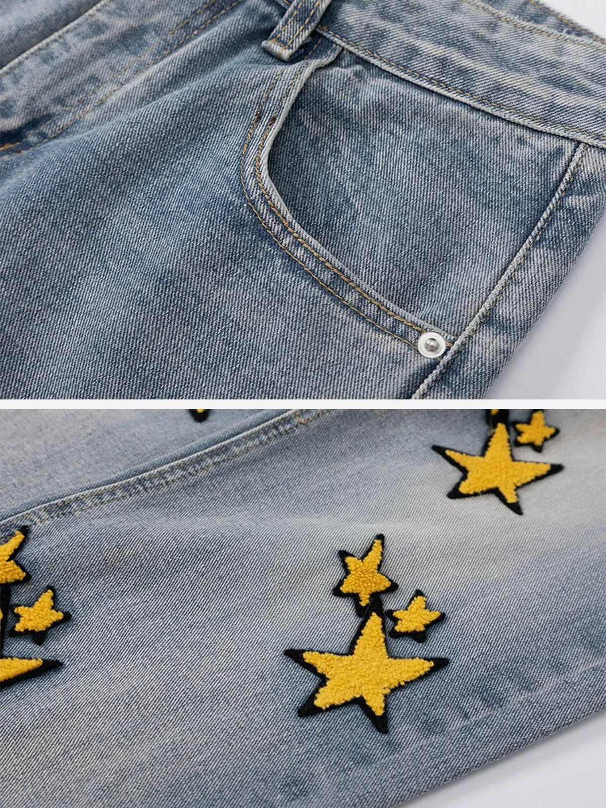 AlanBalen® - Flocked Star Jeans