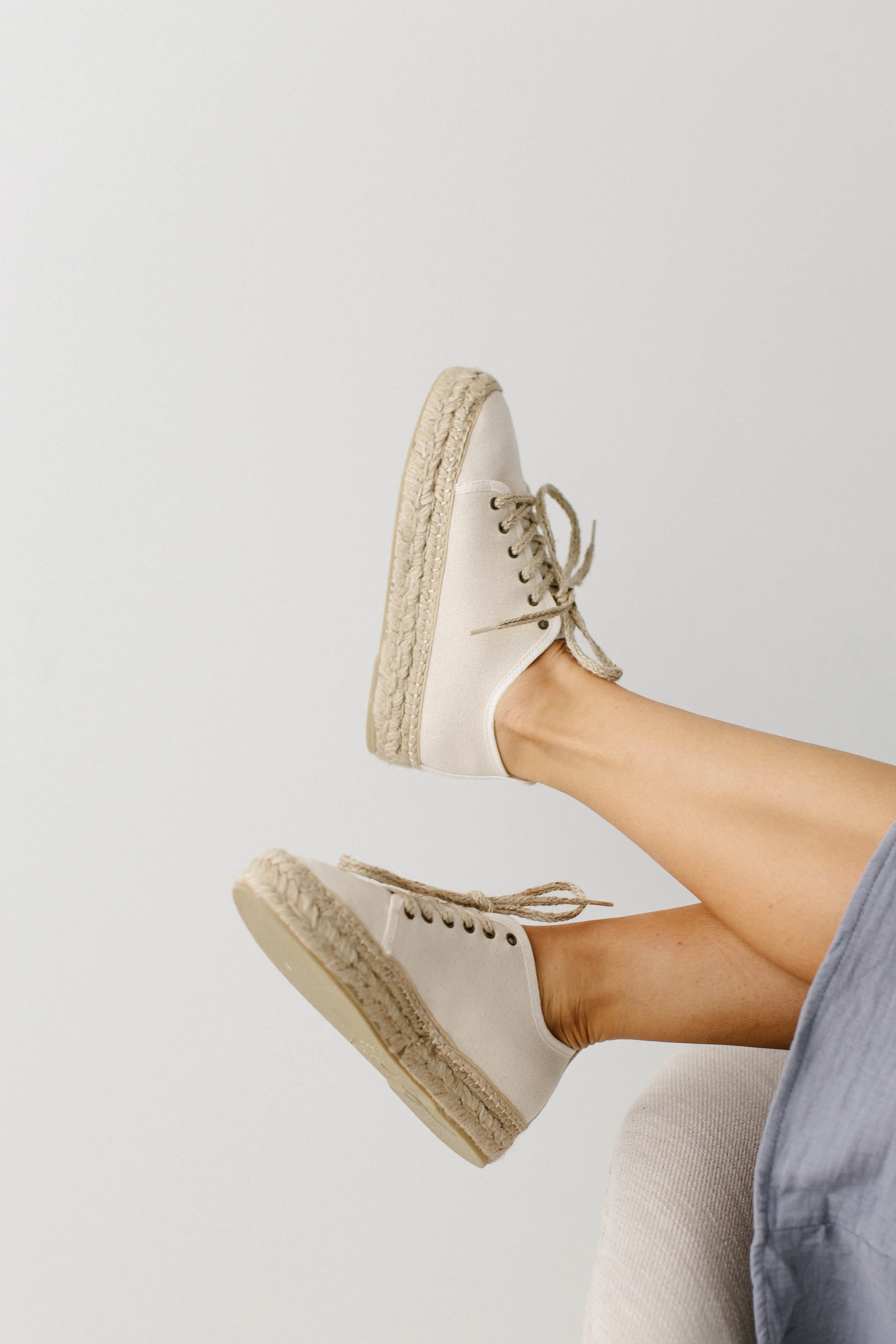 'Alicante' Lace Up Espadrille Shoes in Natural FINAL SALE