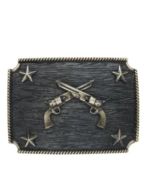 AndWest IC002 Crossed Pistols With Stars Iconic Classic Buckle Antique Brass