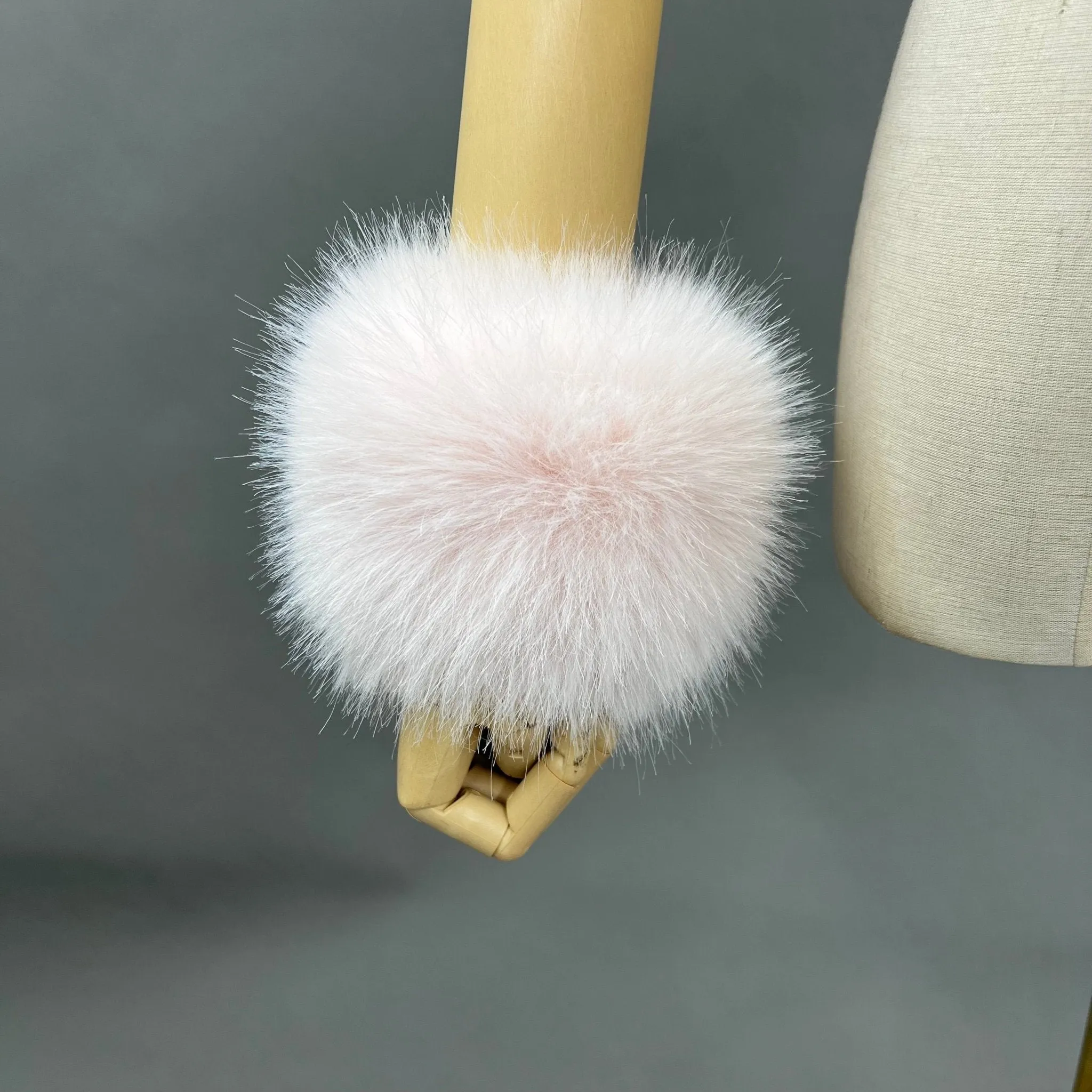 Baby Pink Snap Band Faux Fur Cuffs