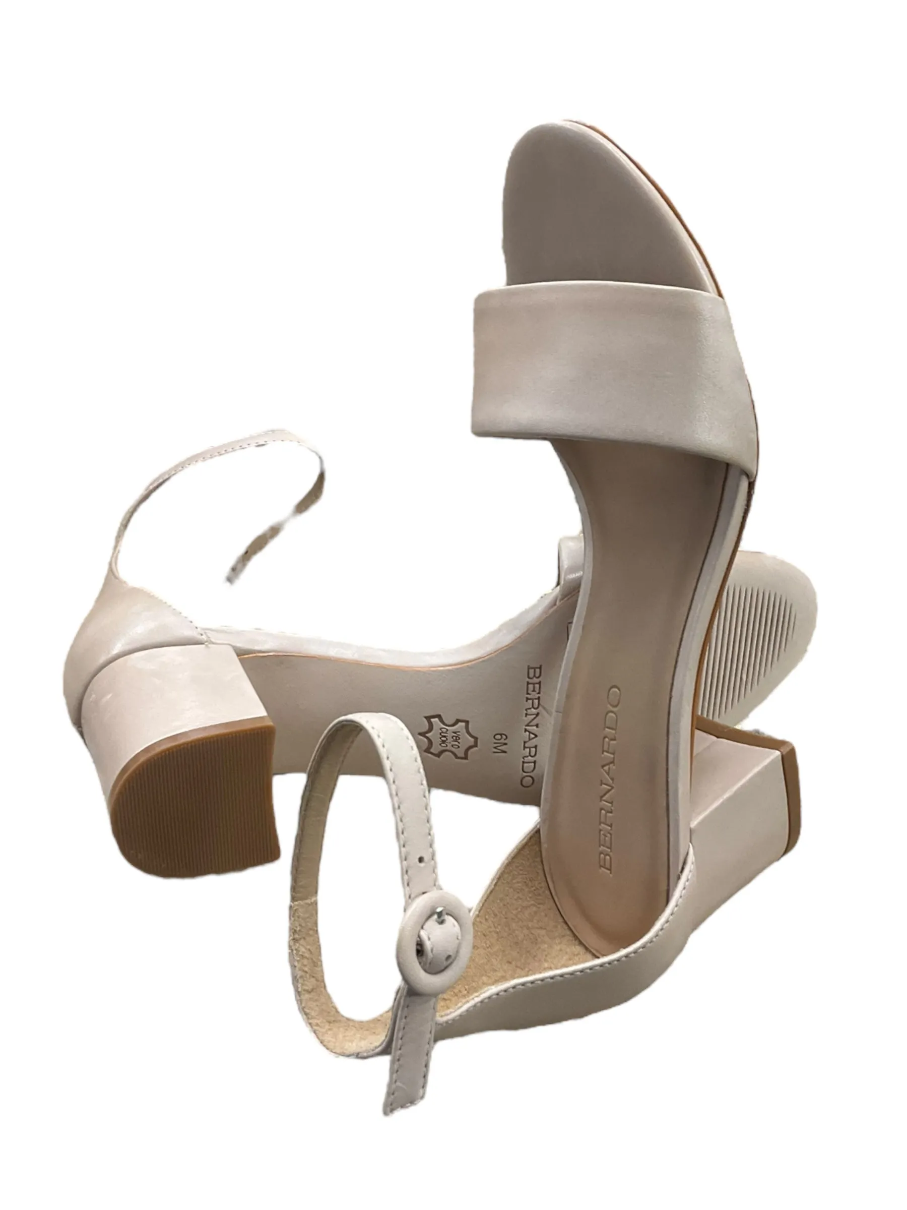 Beige Sandals Heels Block Bernardo, Size 6