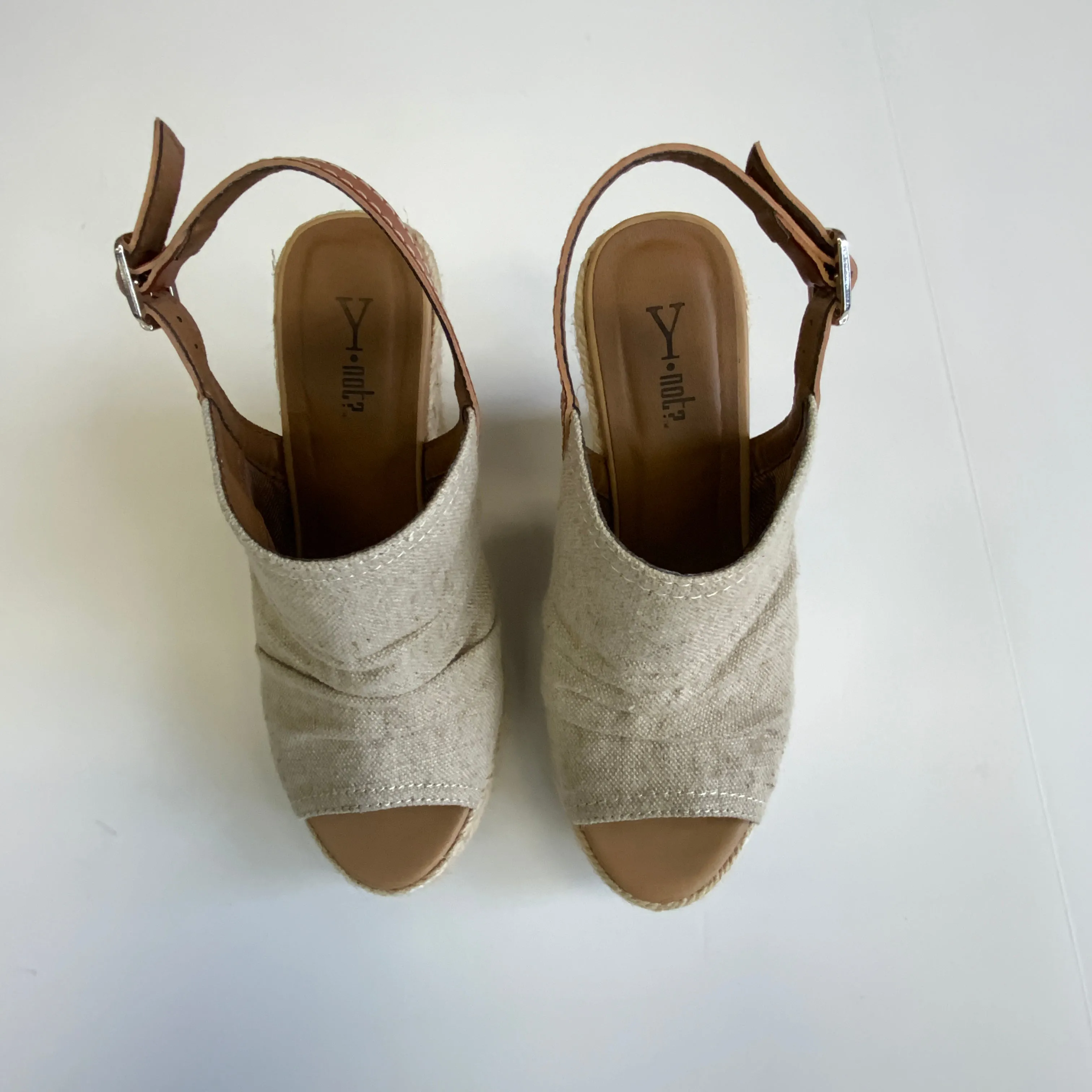 Beige Sandals Heels Wedge Clothes Mentor, Size 7.5