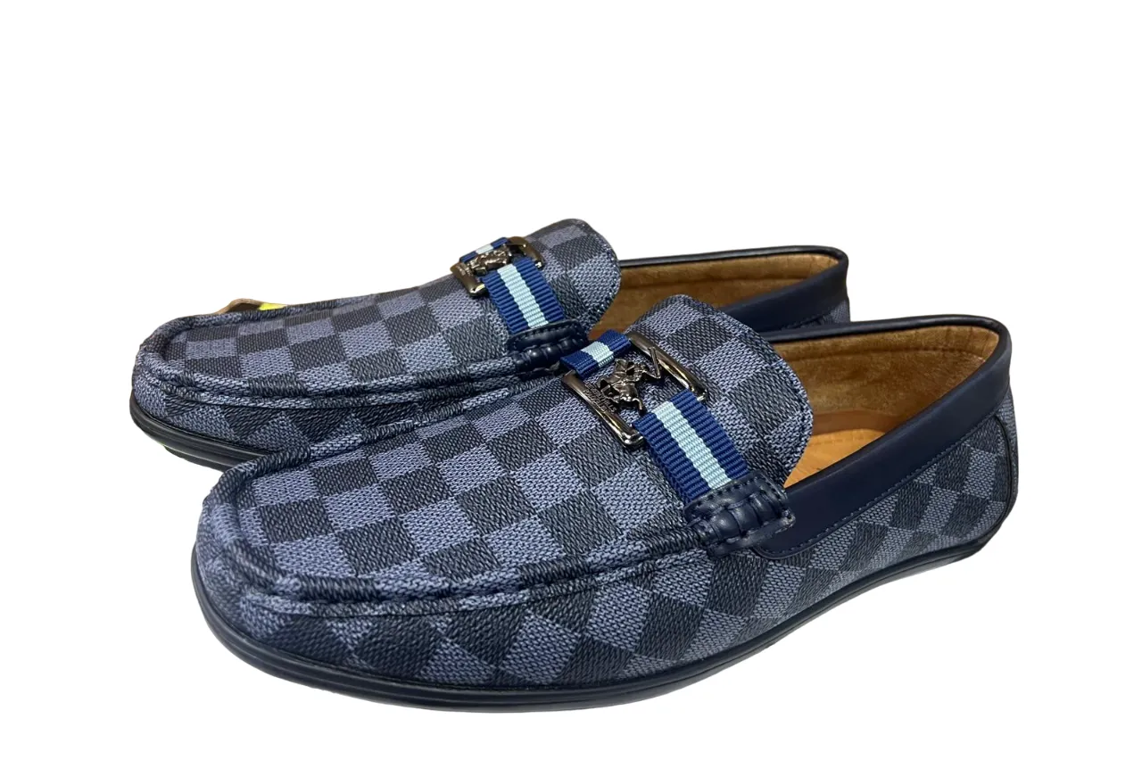 Beverly Hills Polo Club Men's Loafer Navy Black Checked