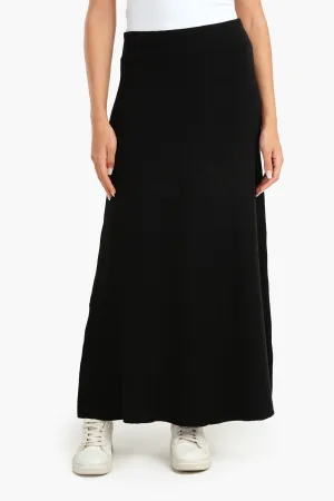 Black A-Line Maxi Skirt