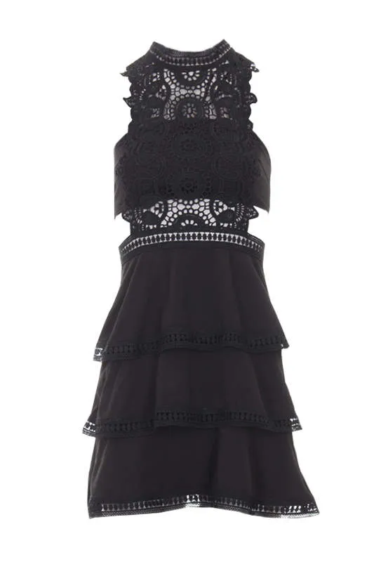 Black Crochet Skater Dress