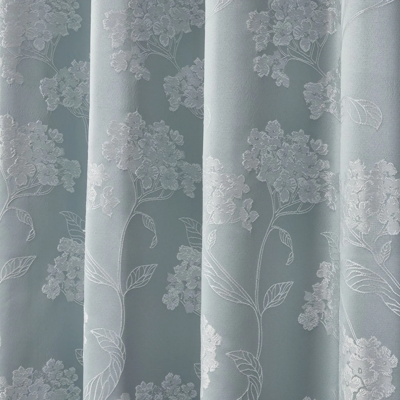 Blossom Duck Egg Lined Eyelet Jacquard Curtains