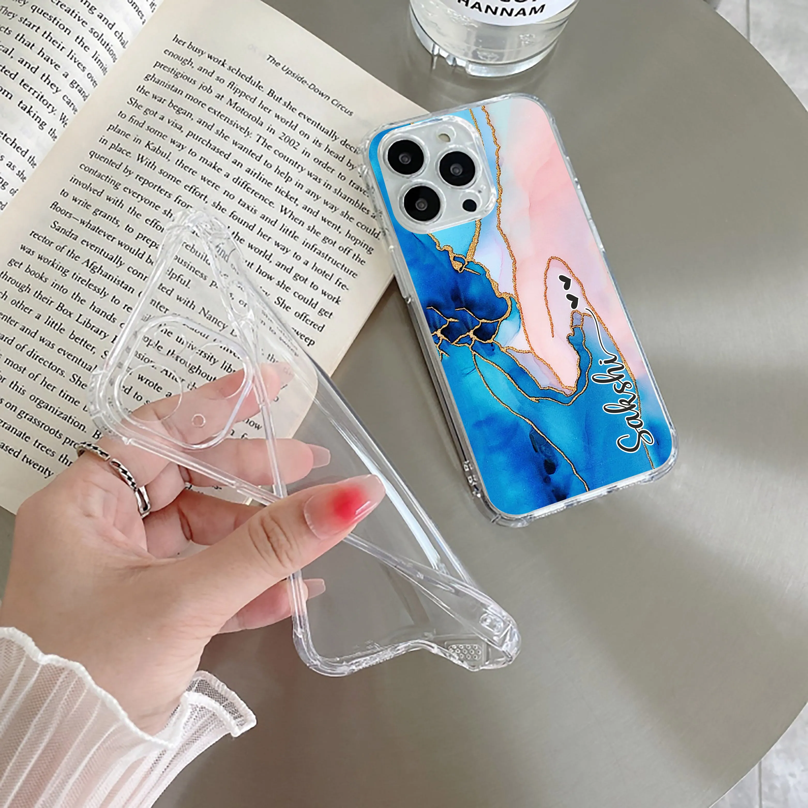 Blue Gradient Marble Customize Transparent Silicon Case For iQOO