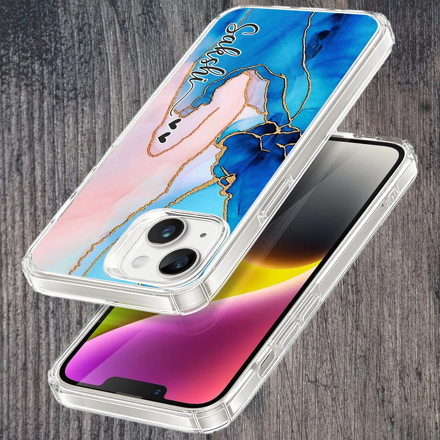 Blue Gradient Marble Customize Transparent Silicon Case For iQOO