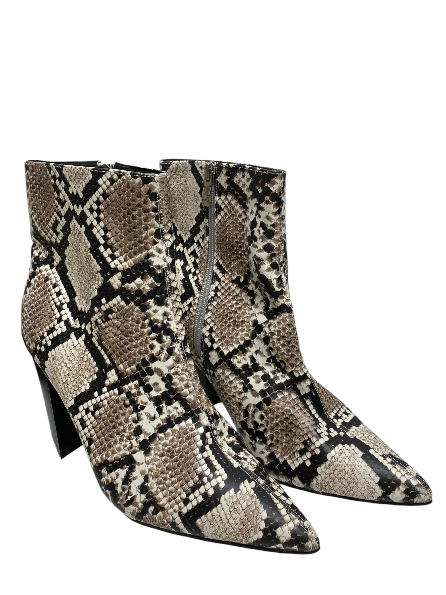 Boots Ankle Heels By Justfab In Snakeskin Print, Size: 9.5