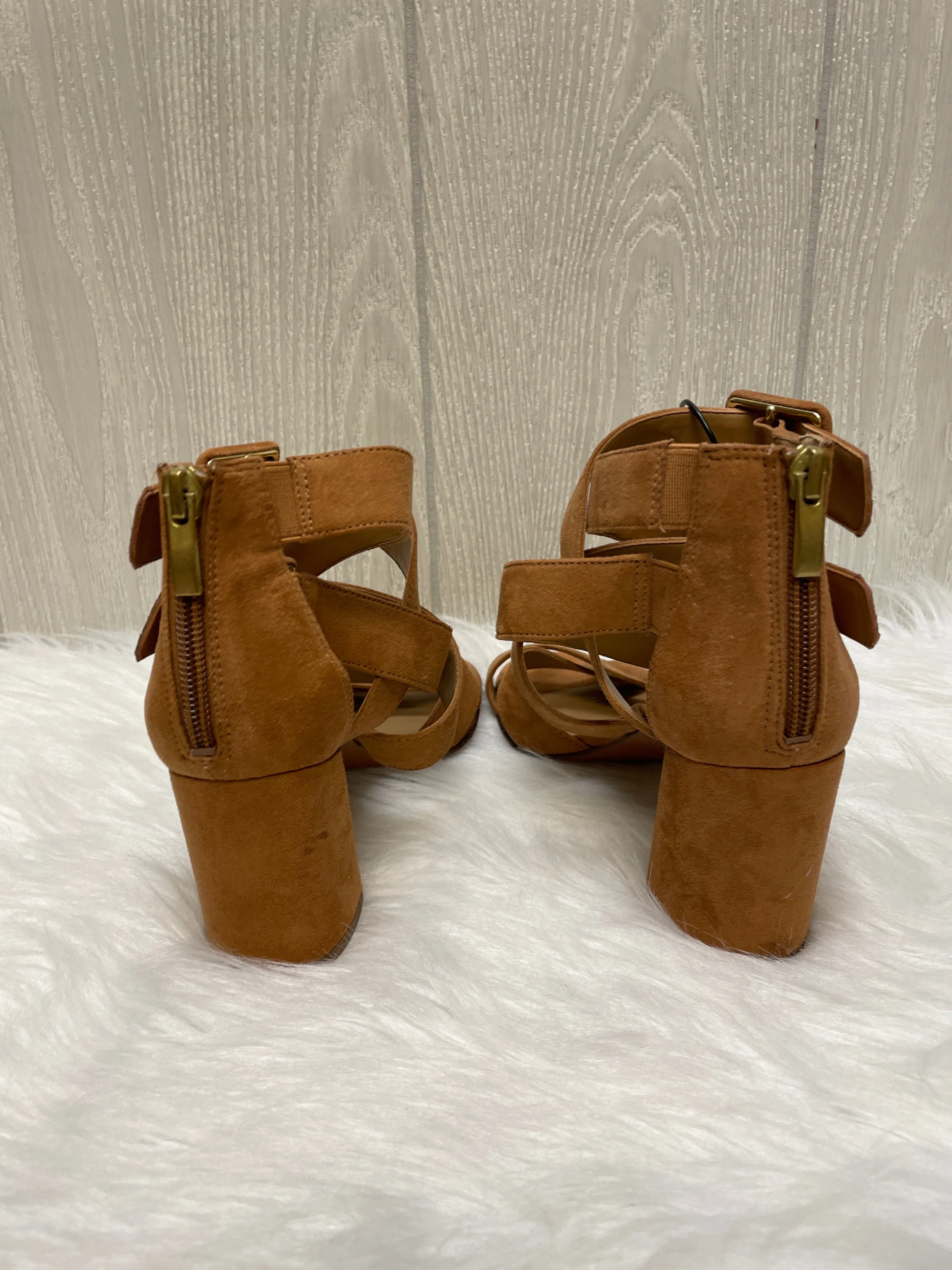 Brown Sandals Heels Block Franco Sarto, Size 6.5