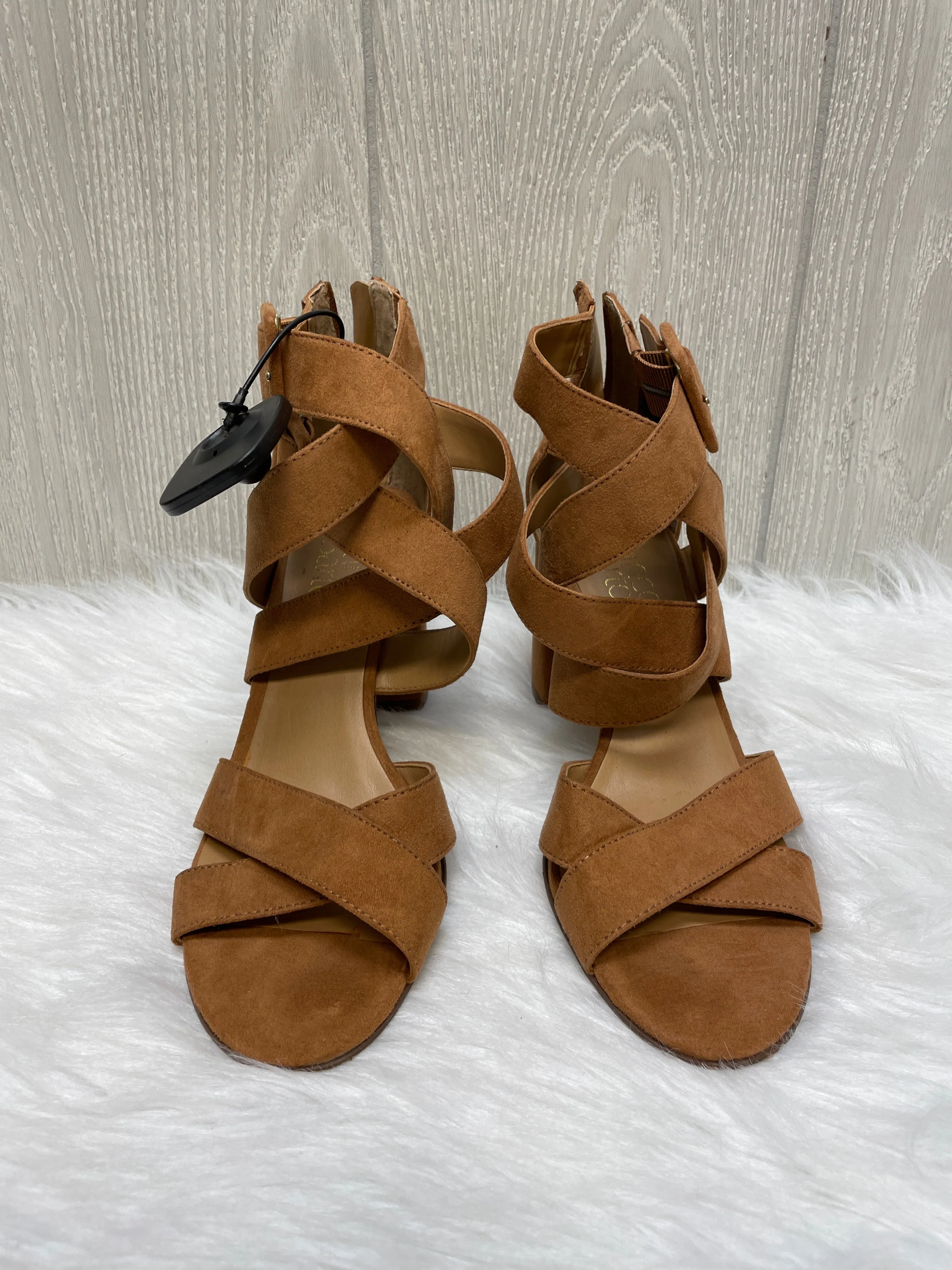 Brown Sandals Heels Block Franco Sarto, Size 6.5