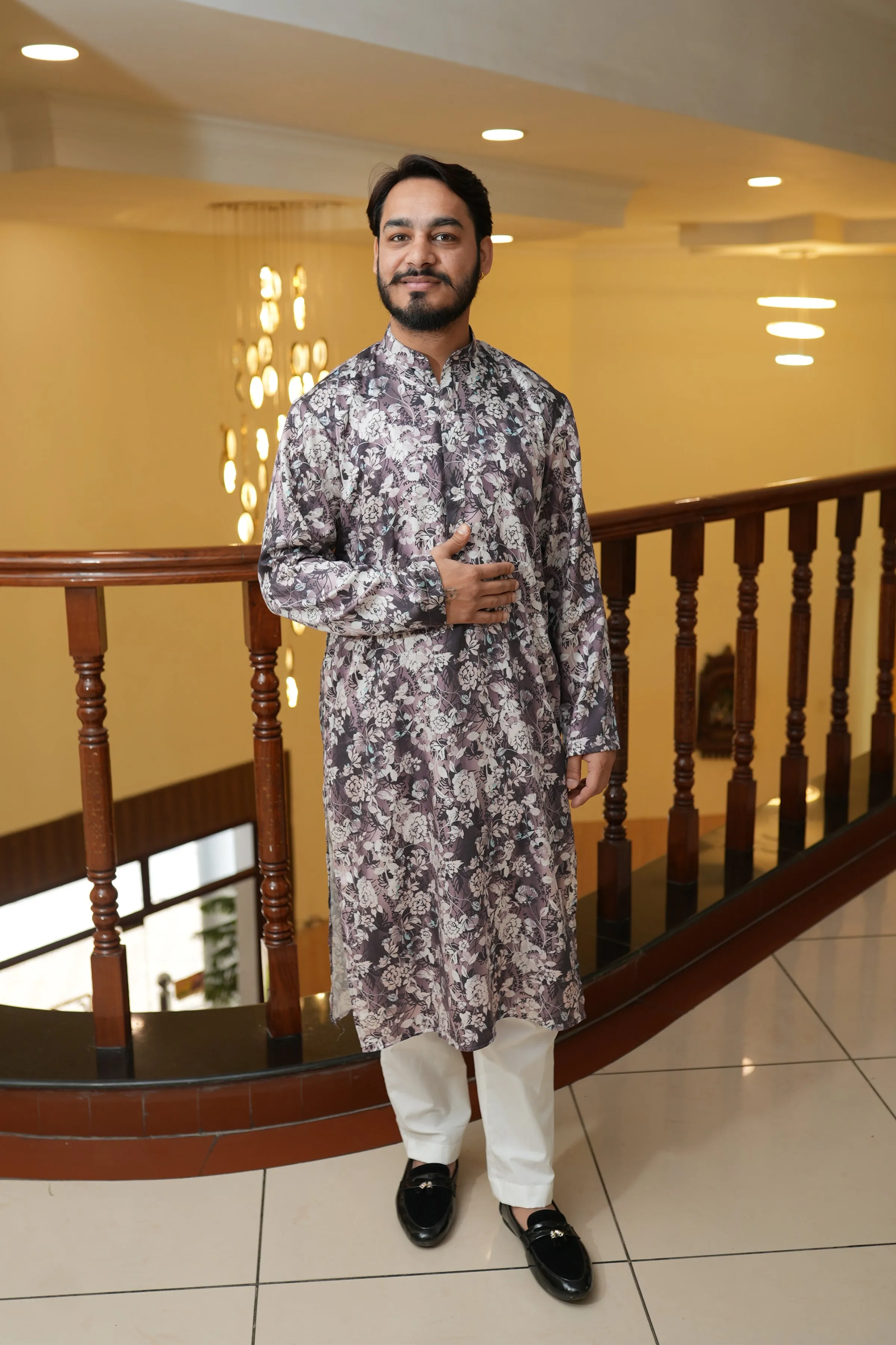 Burgundy Charm Printed Kurta