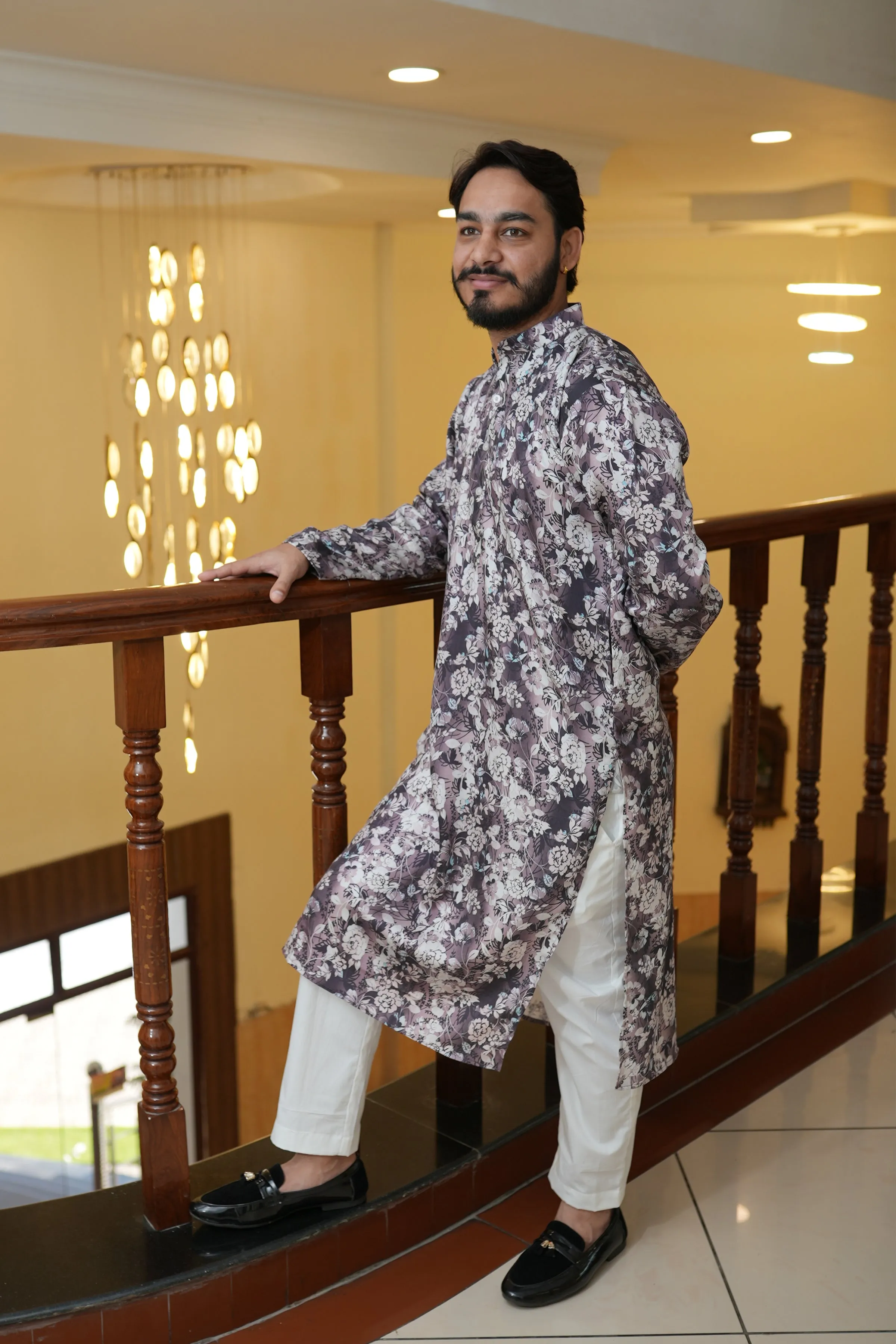 Burgundy Charm Printed Kurta