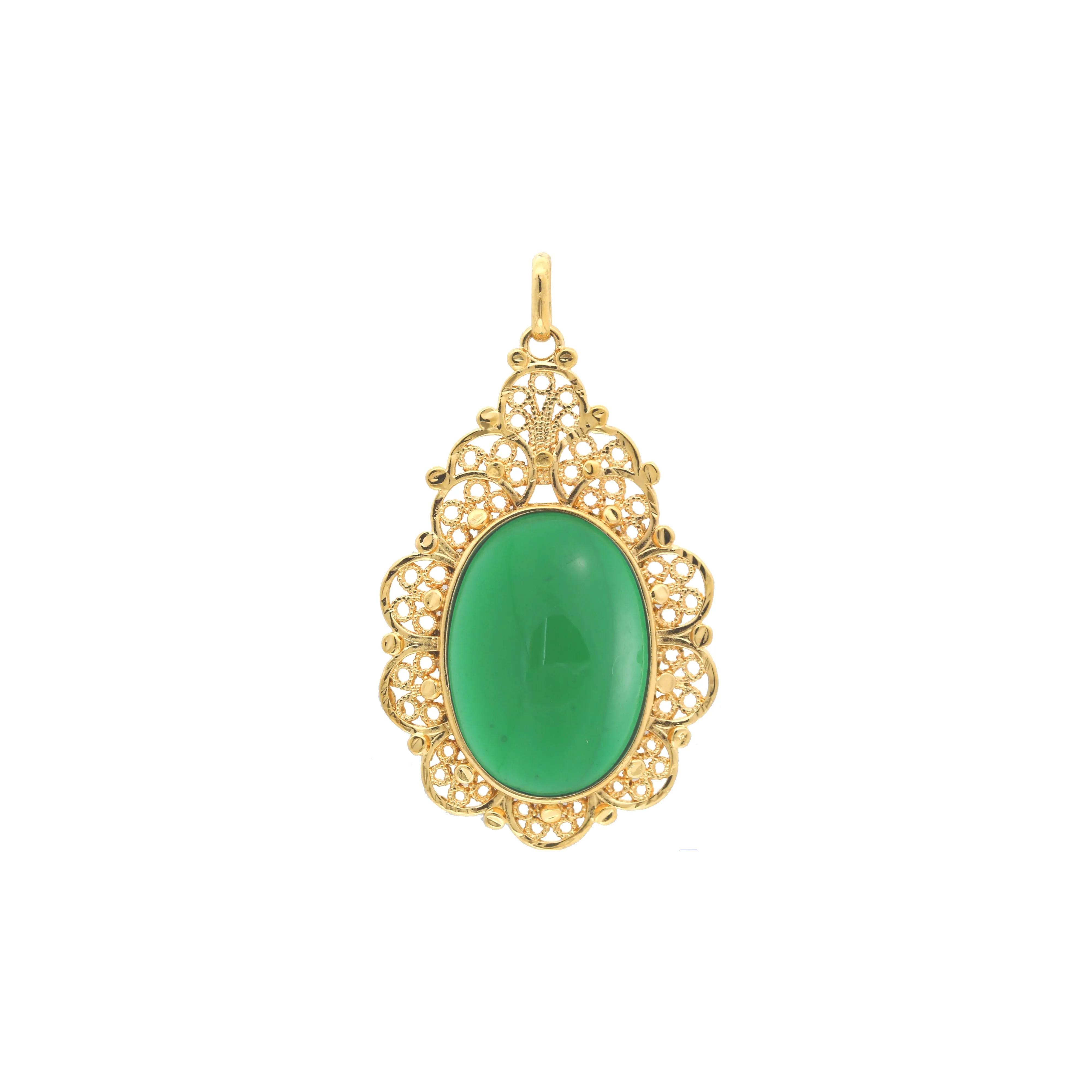 Cabochon colorful Onyx 18K Gold pendant