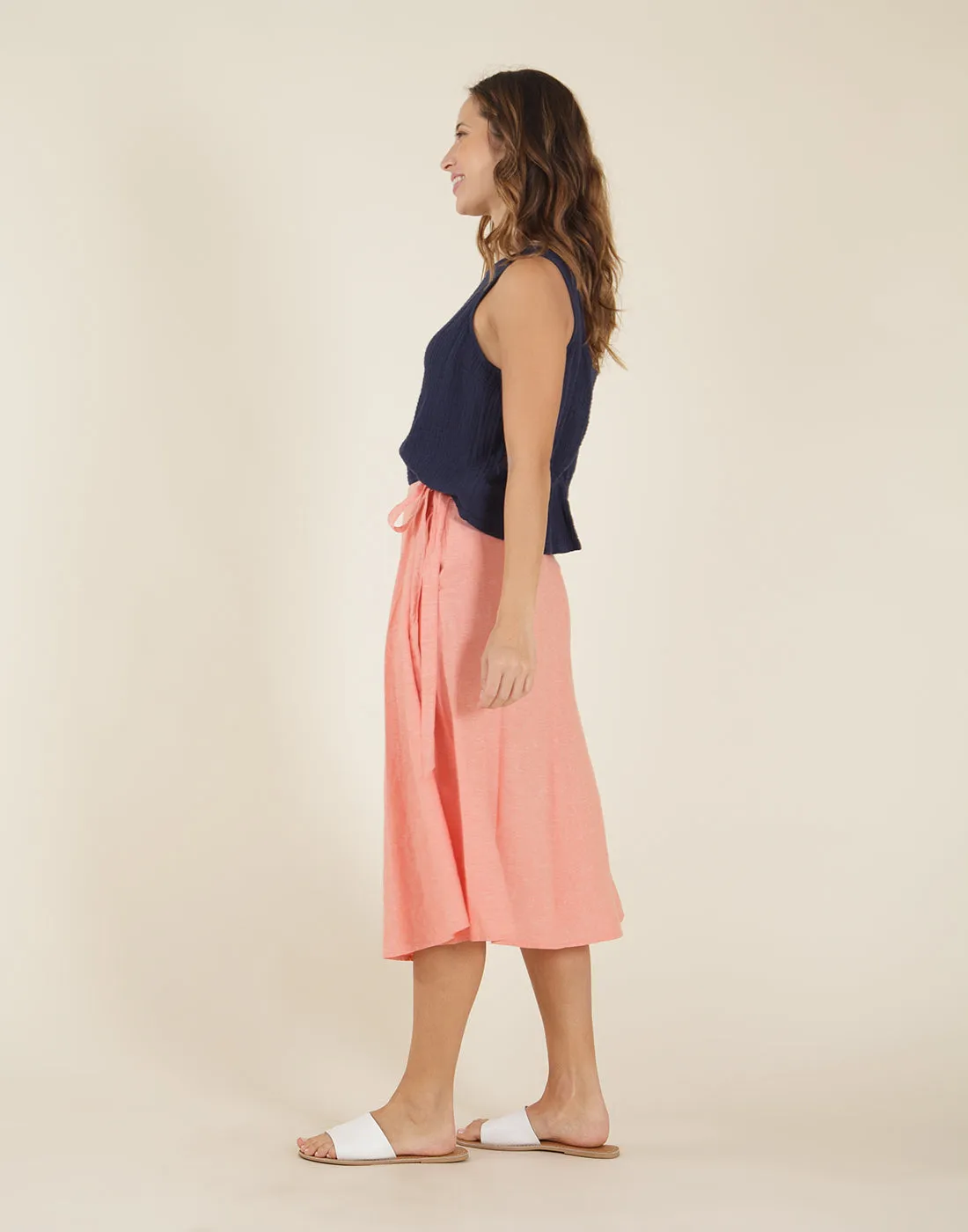 Cascade Skirt: Coral Chambray - FINAL SALE