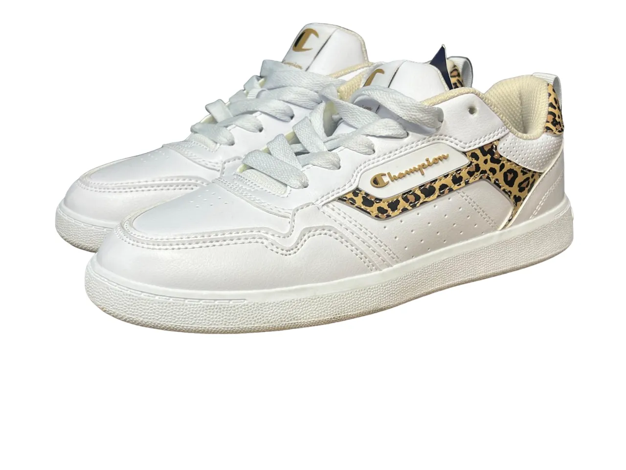 Champions Lore Girls White Sneaker with Leopard Print