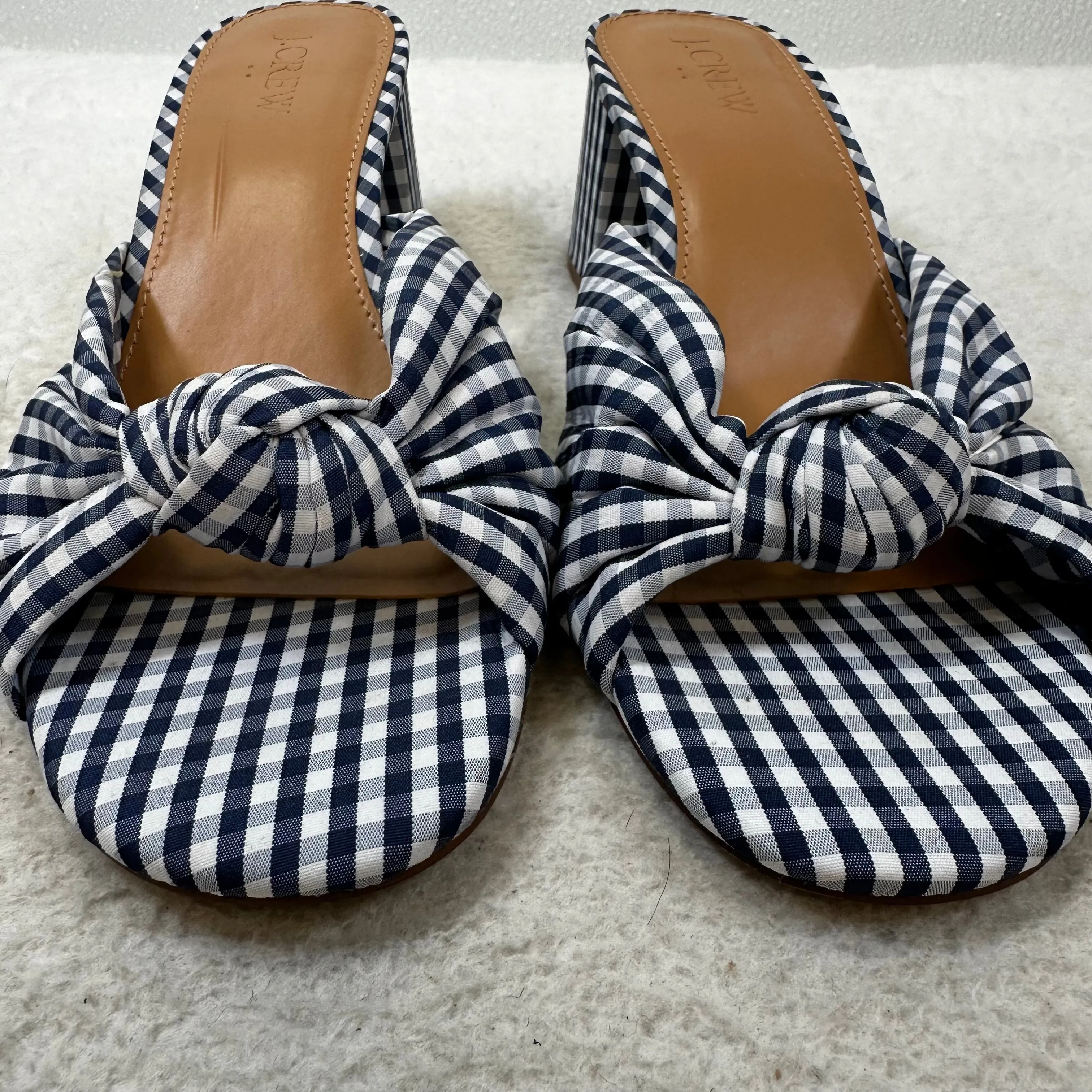 Checked Sandals Heels Block J Crew O, Size 7