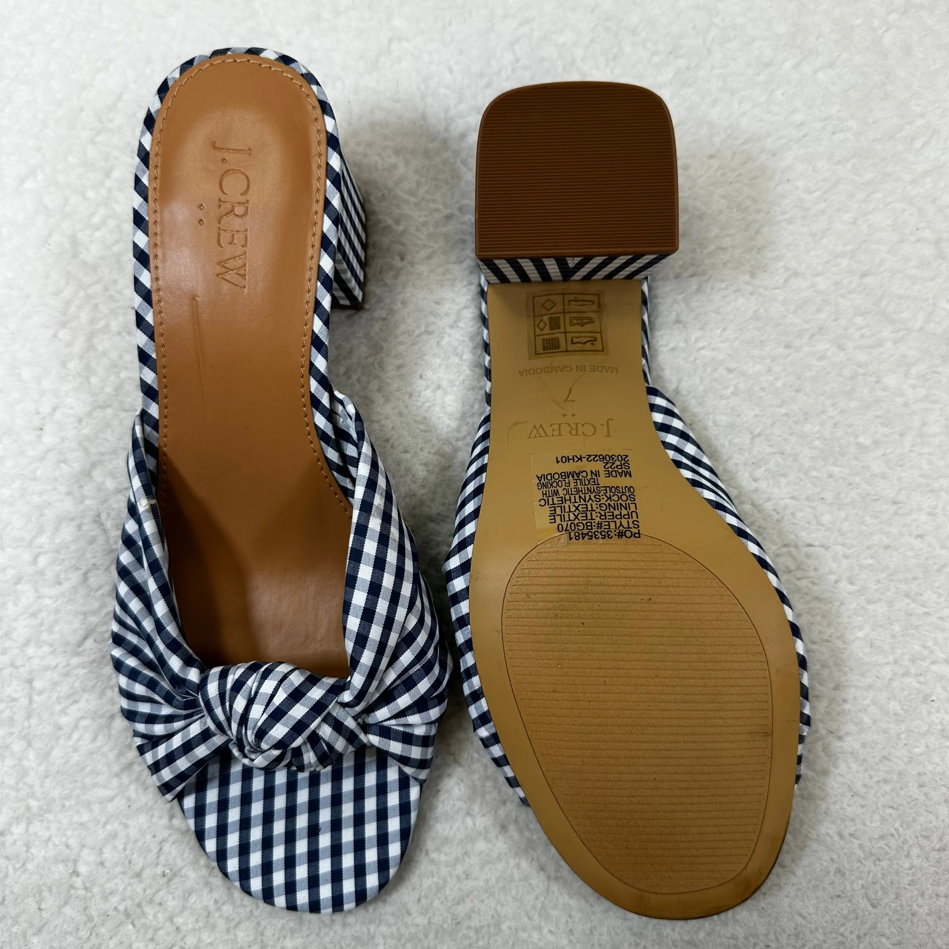 Checked Sandals Heels Block J Crew O, Size 7