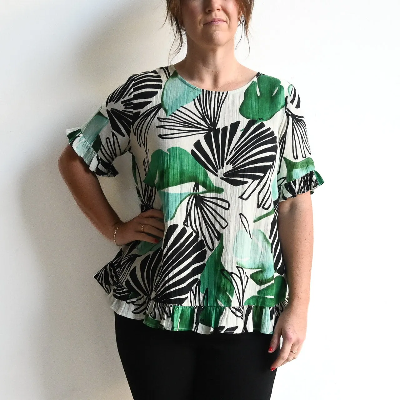 Chic Ruffle Hem Top by Orientique Australia - Papagayo - 72478