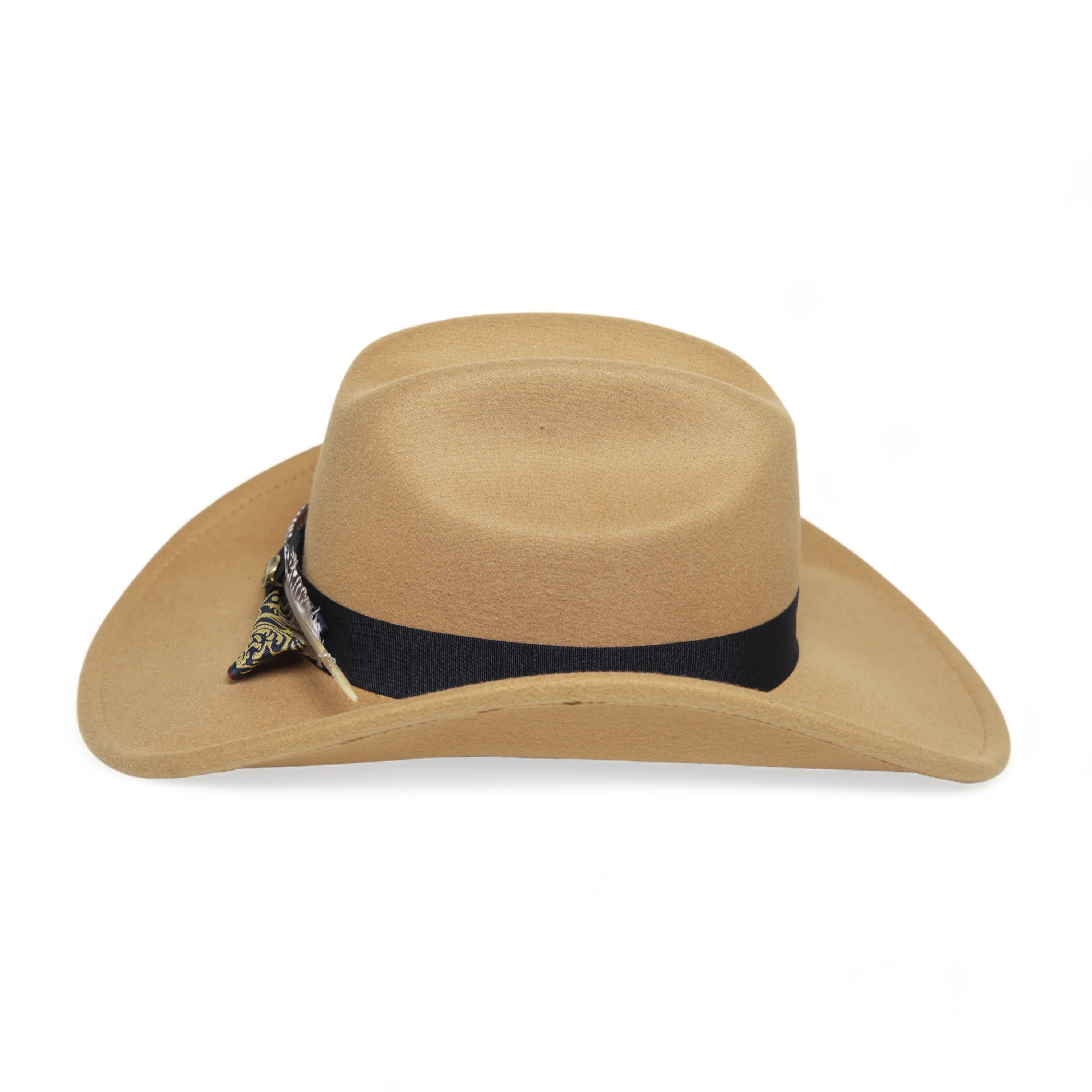 Chokore Cattleman Cowboy Hat with Feather Ribbon (Camel)