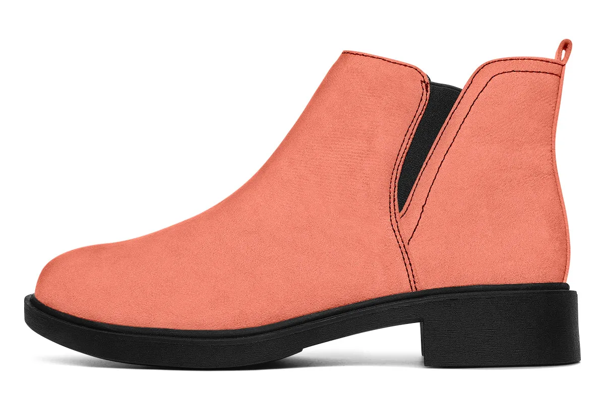 Coral Blush Chelsea Boots - Comfy Slip-On - Soft & Water-Resistant Micro-Suede Vegan Shoes