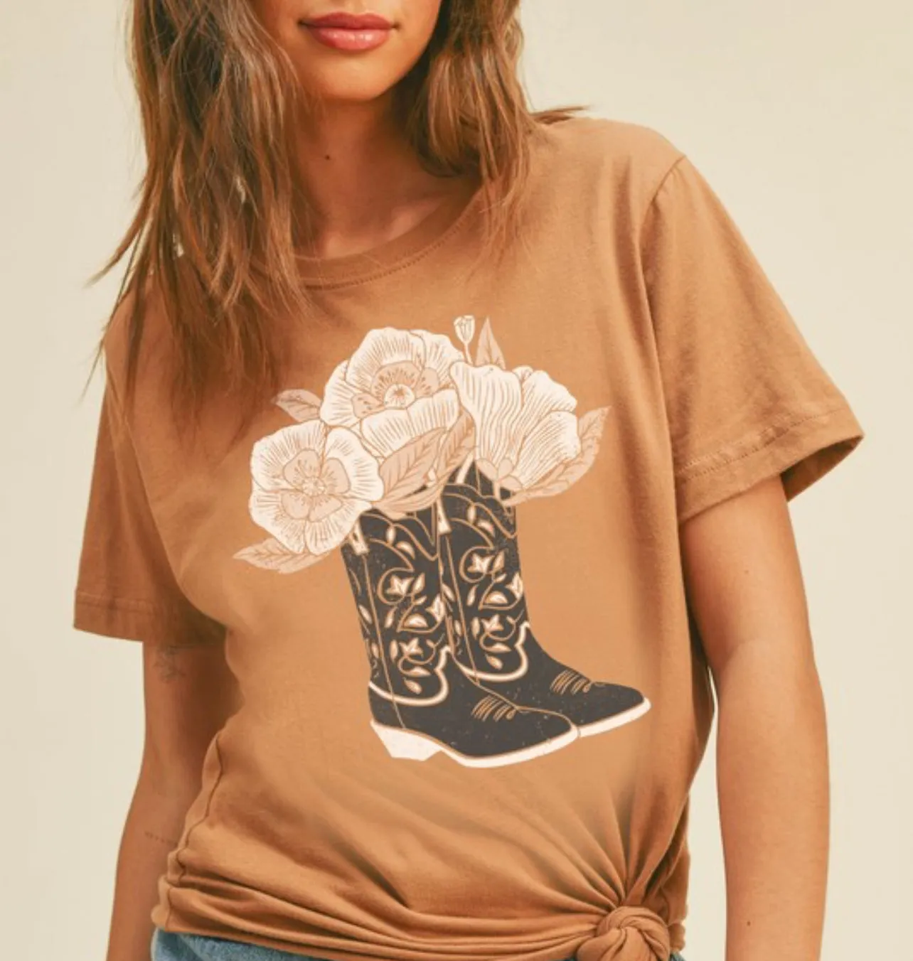 Cowboy Boots Flower Graphic Tee