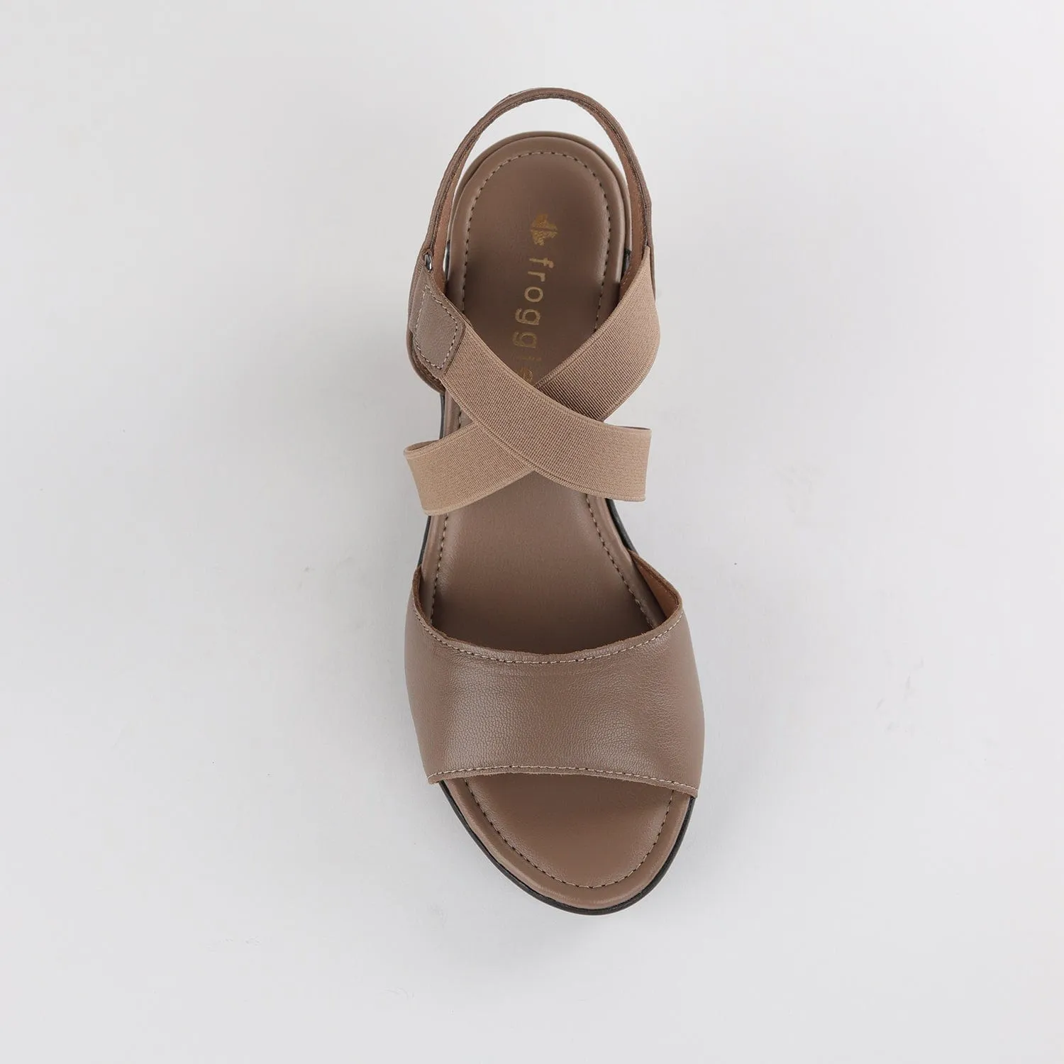 Crossover Wedge Sandal in Stone - 12288