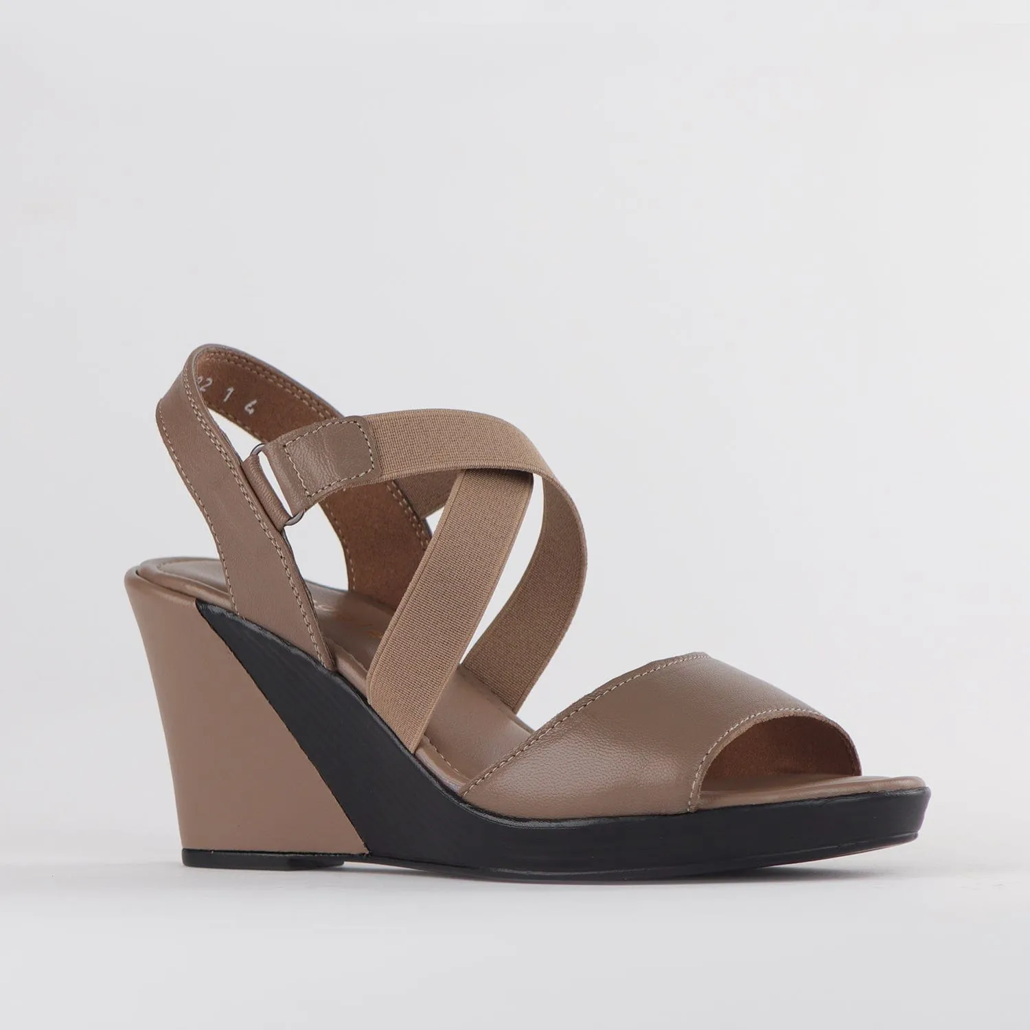 Crossover Wedge Sandal in Stone - 12288