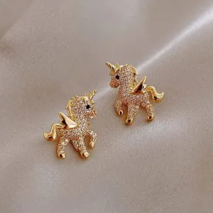 Cute Animal Earrings with Pearls and Rhinestones for Playful Style