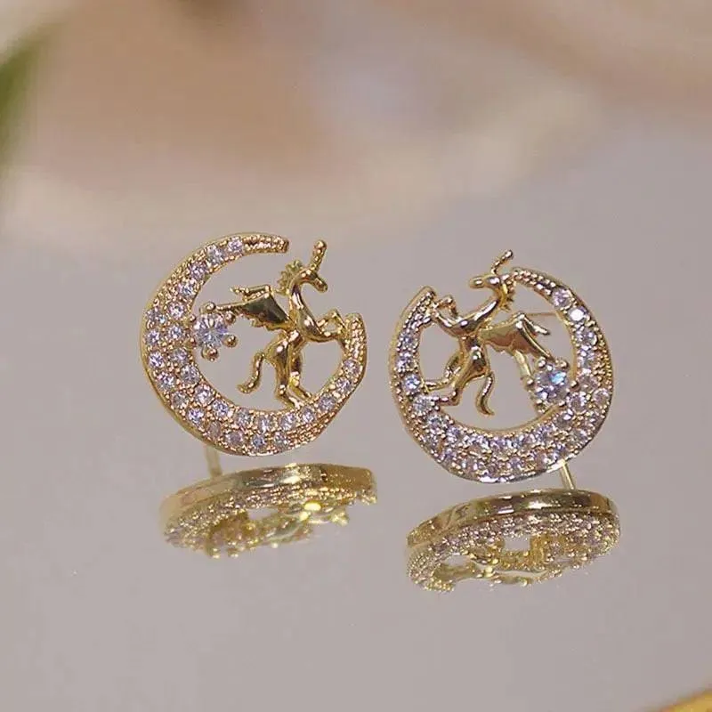 Cute Animal Earrings with Pearls and Rhinestones for Playful Style