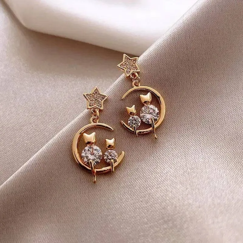 Cute Animal Earrings with Pearls and Rhinestones for Playful Style