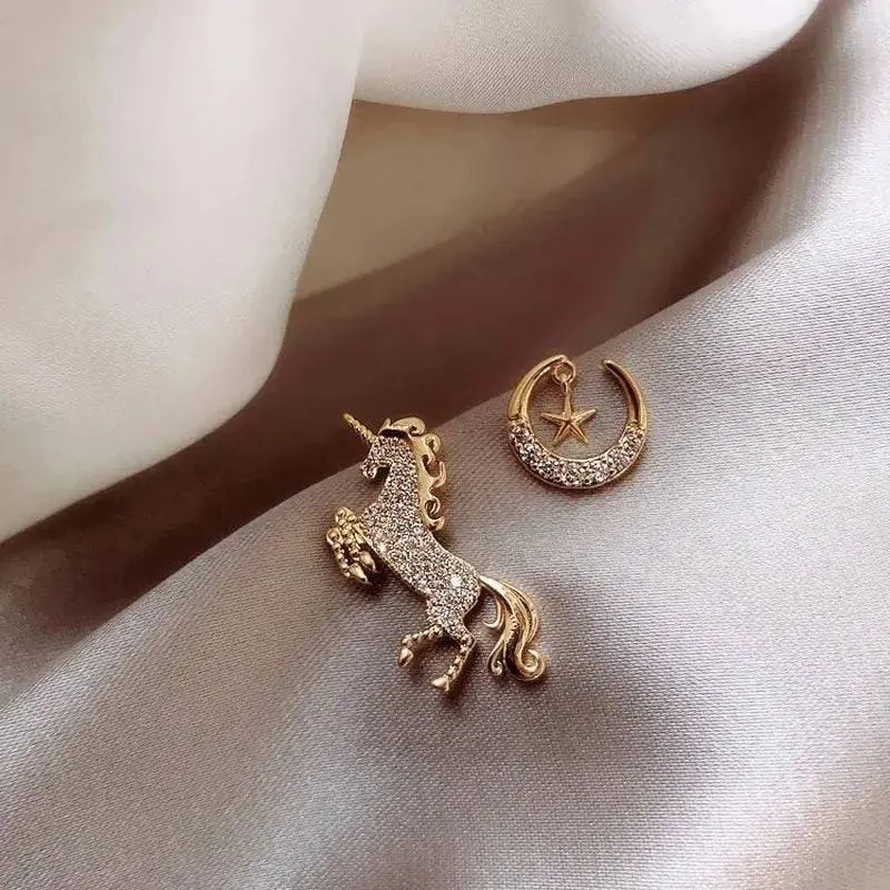 Cute Animal Earrings with Pearls and Rhinestones for Playful Style