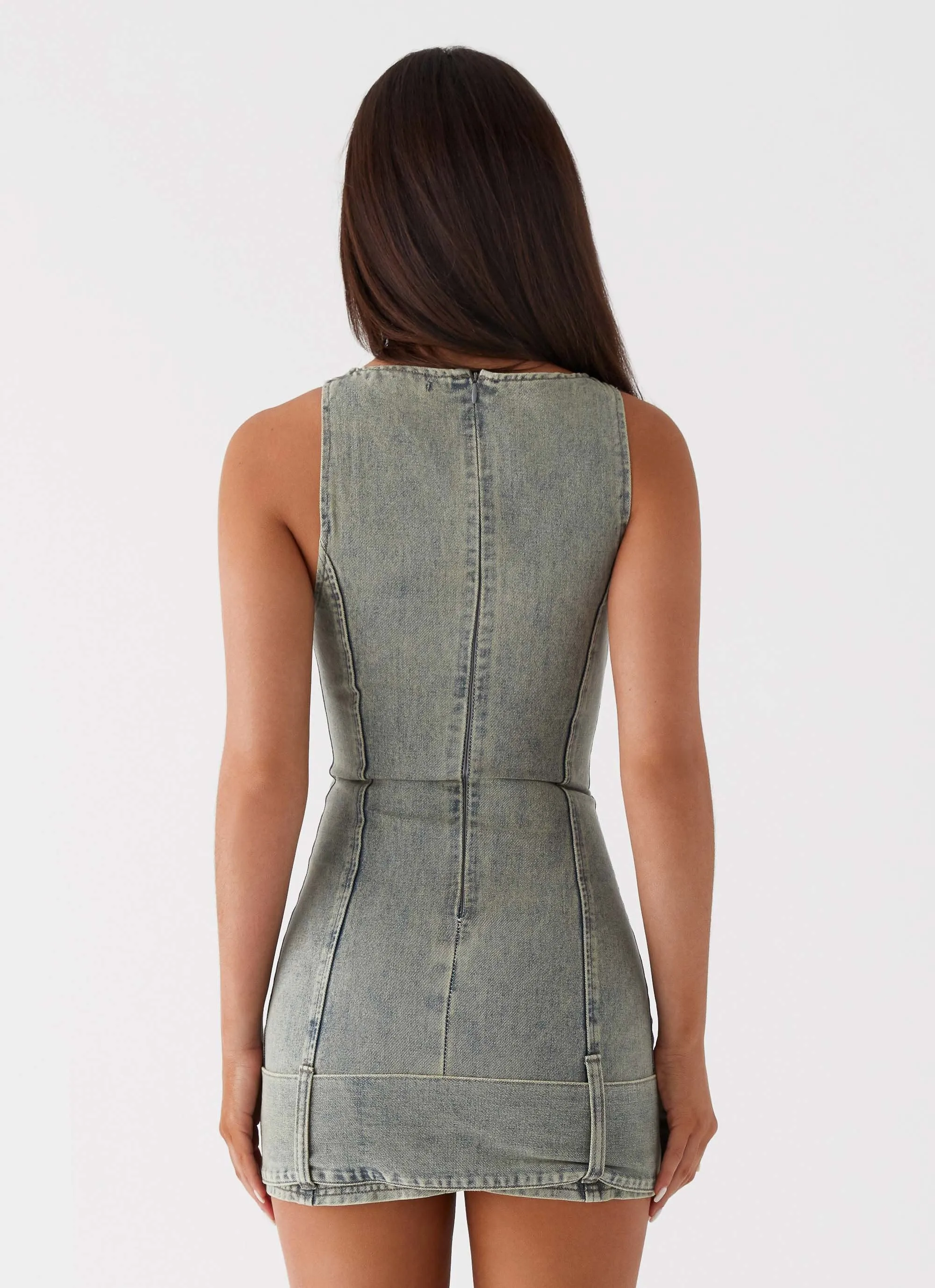 Dark Matter Mini Dress - Washed Denim