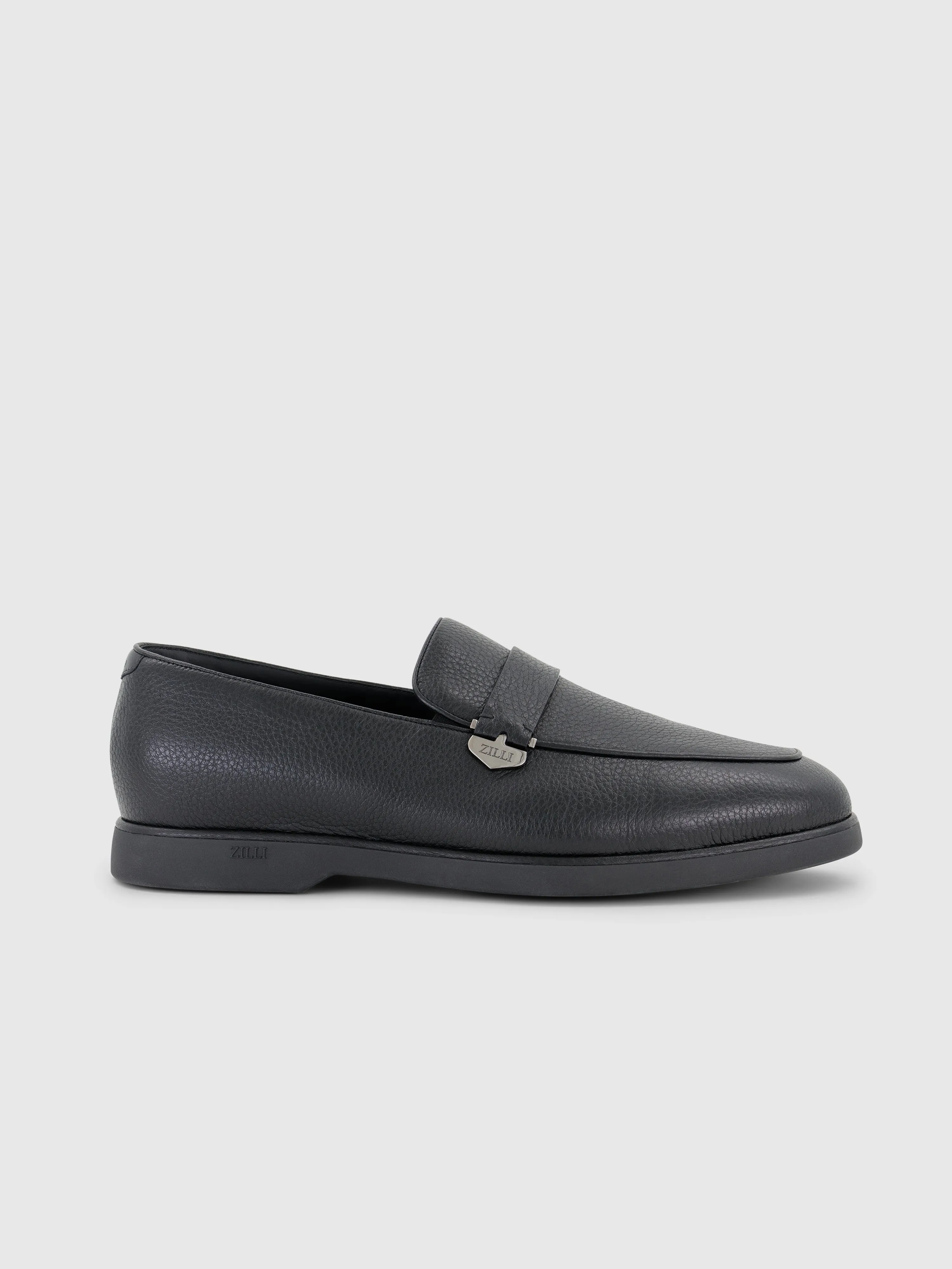 Deerskin Slip-On with Penny Strap Black