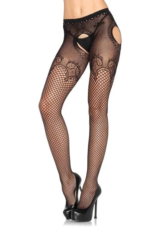 Duchess Lace Top Industrial Net Suspender Tights