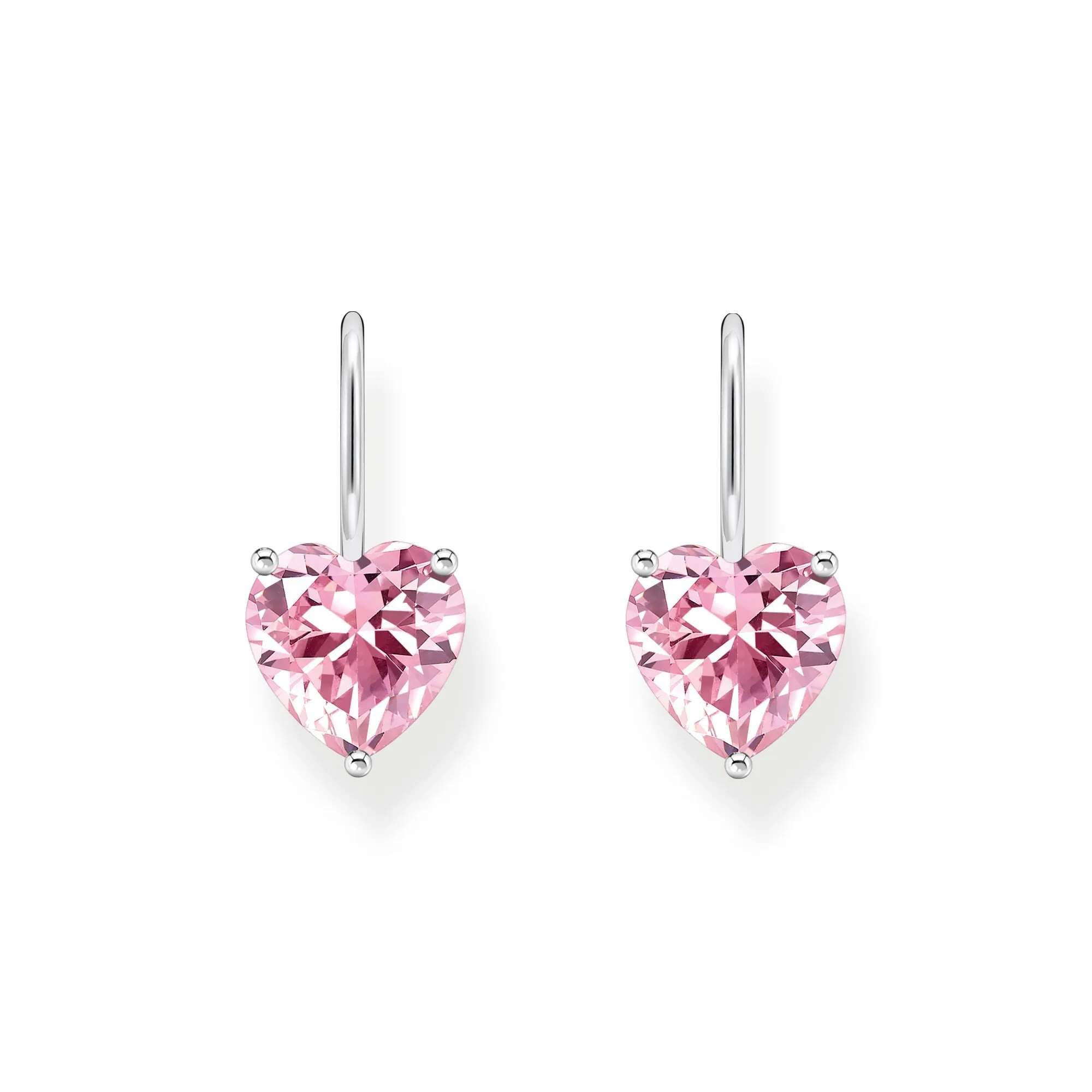 Earrings with pink heart-shaped zirconia