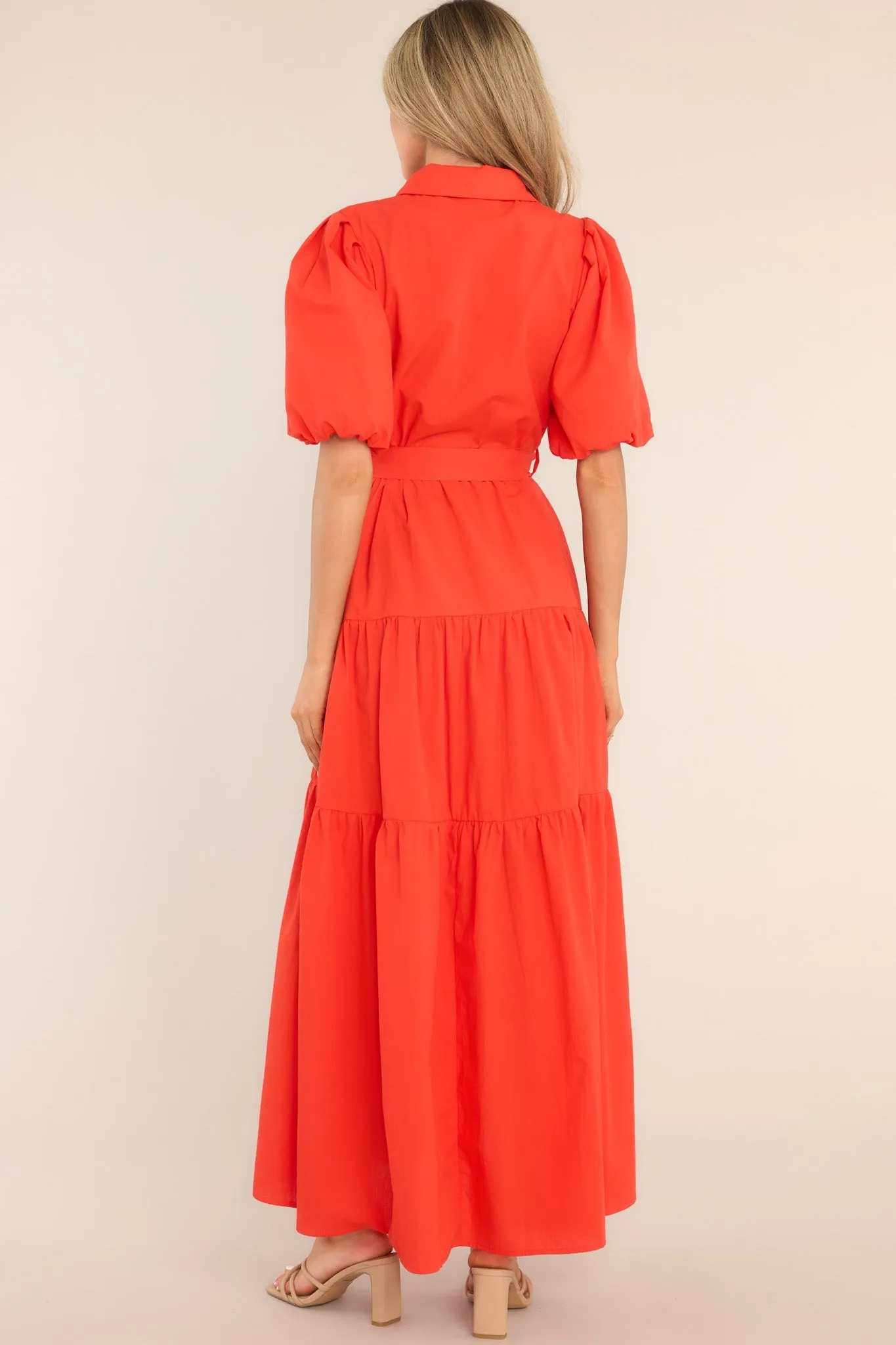 Eternal Flame Red Button Front Maxi Dress