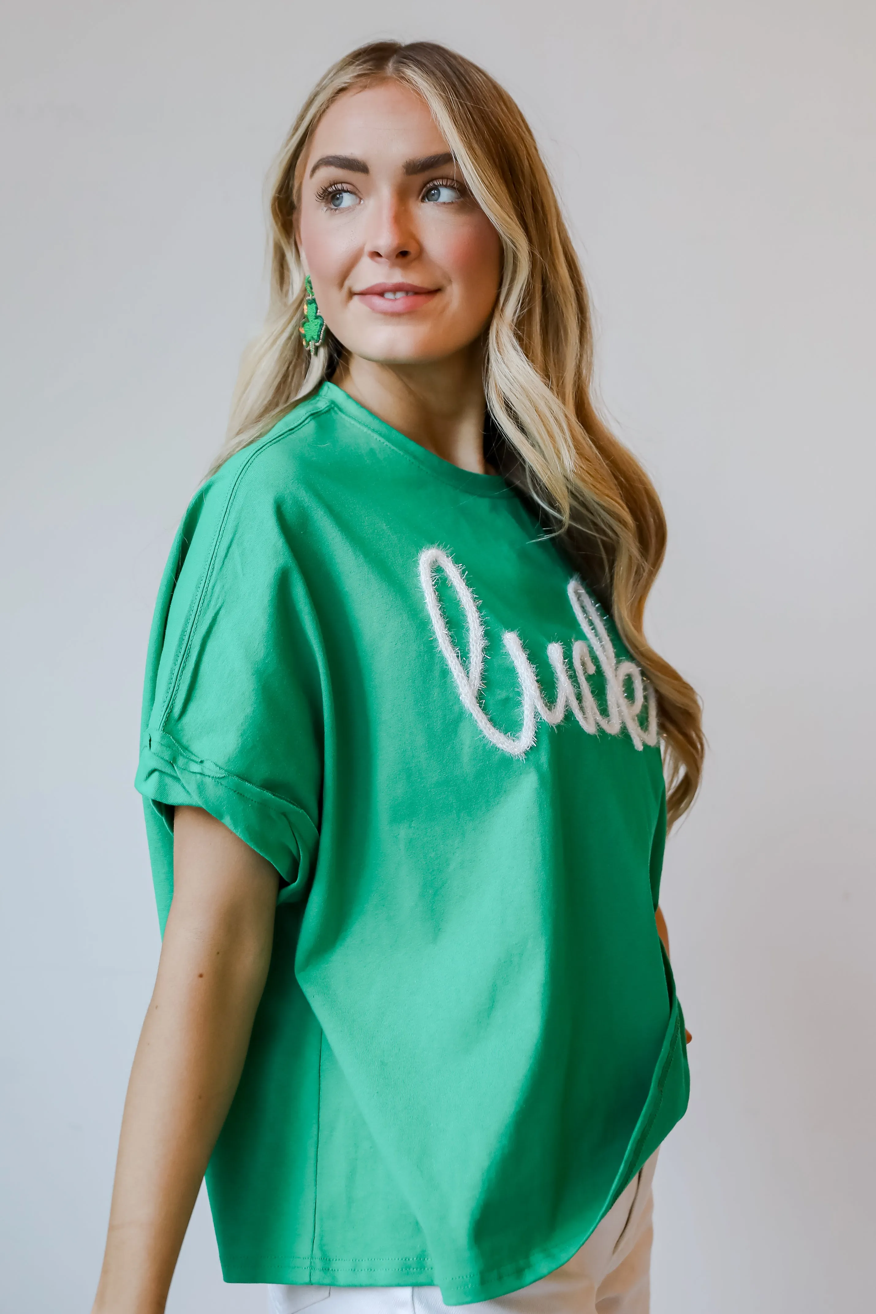 FINAL SALE - "Lucky" Metallic Letter Tee