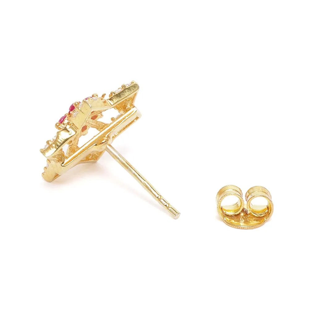 floral gold-plated silver studs