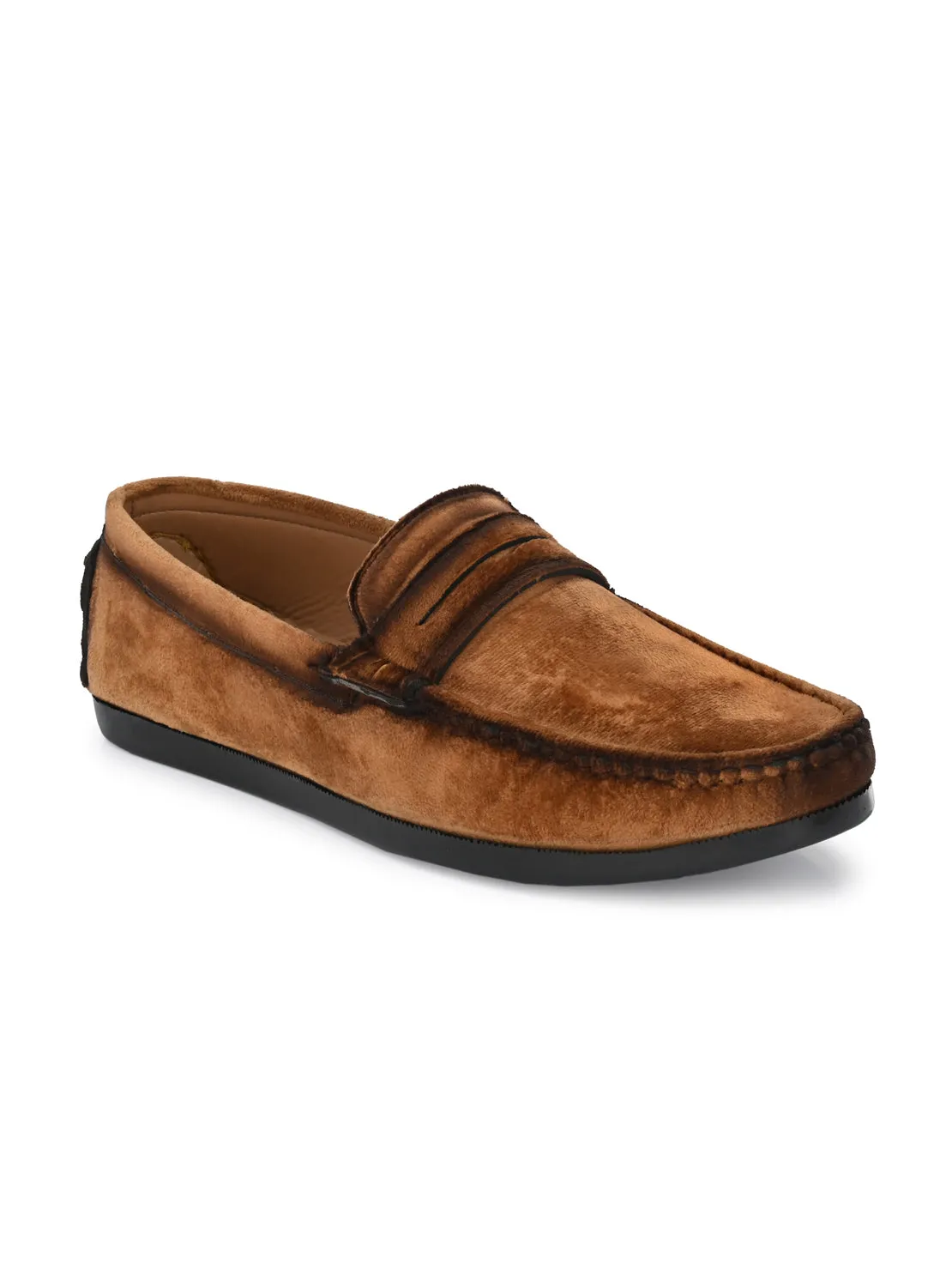 Guava Men's Tan Charming Velvet Slip On Loafers (GV15JA734)