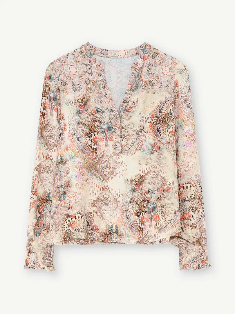 Gustav Neomi Cream Paisley Floral Print Blouse