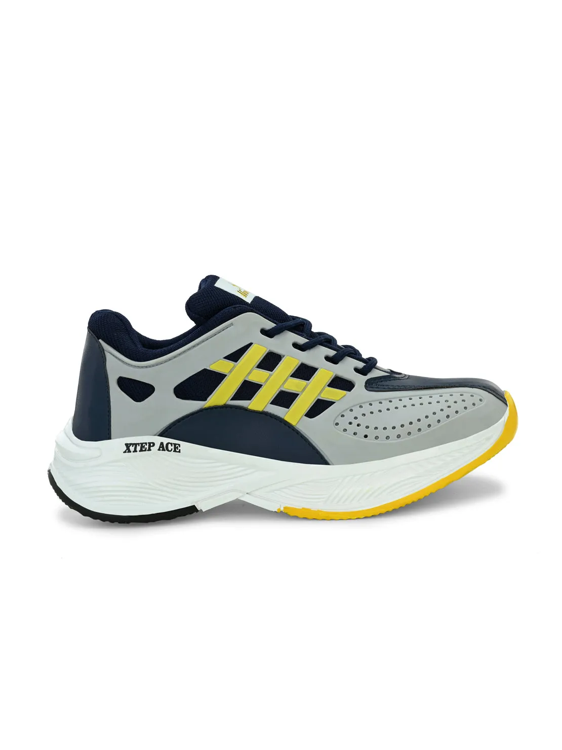 Hirolas® Men's Grey/Yellow Velocity Max Running Lace Up Sport Shoes (HRL2078GRY)